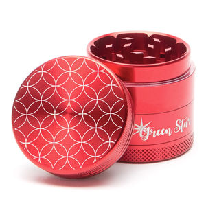 Green Star Novelty Medium 4-Piece Grinder - Style:Circles - Color:Red