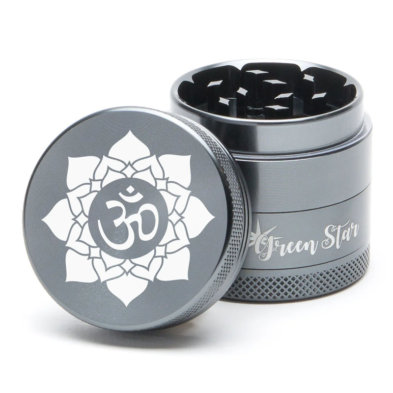Green Star Novelty Medium 4-Piece Grinder - Style:OM - Color:Grey