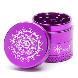 Green Star Novelty Medium 4-Piece Grinder - Style:Mandala - Color:Purple