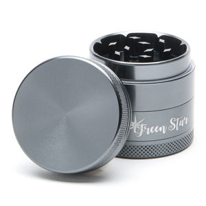 Green Star Novelty Medium 4-Piece Grinder - Style:Blank - Color:Grey