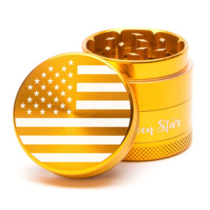 Green Star Novelty Medium 4-Piece Grinder - Style:American Flag - Color:Gold