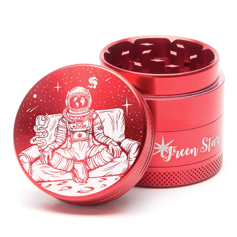 Green Star Novelty Medium 4-Piece Grinder - Style:Astronaut - Color:Red