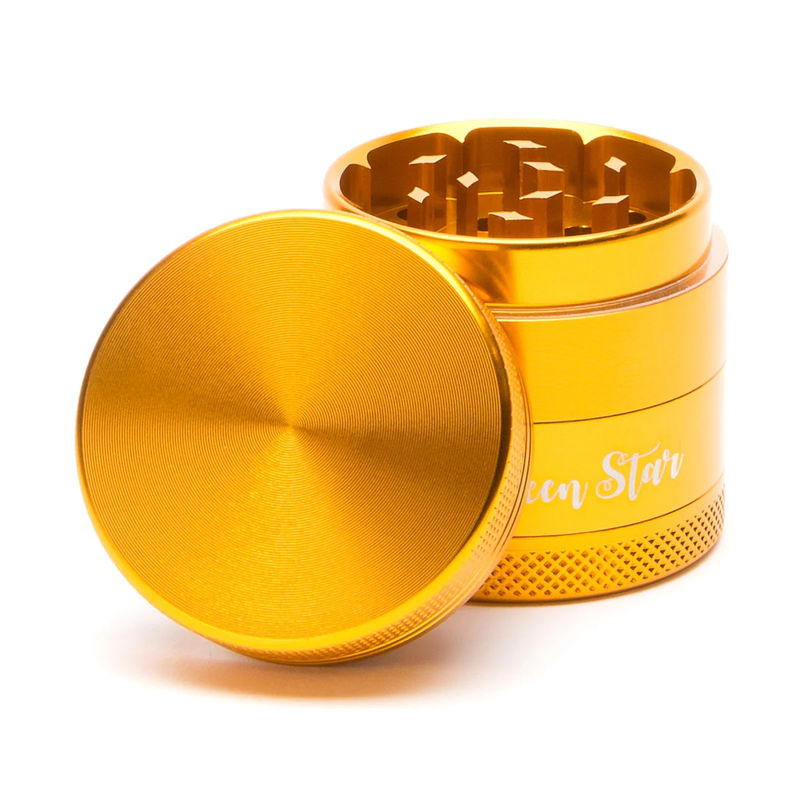 Green Star Novelty Medium 4-Piece Grinder - Style:Blank - Color:Gold