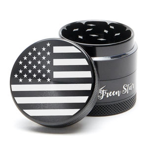 Green Star Novelty Medium 4-Piece Grinder - Style:American Flag - Color:Black