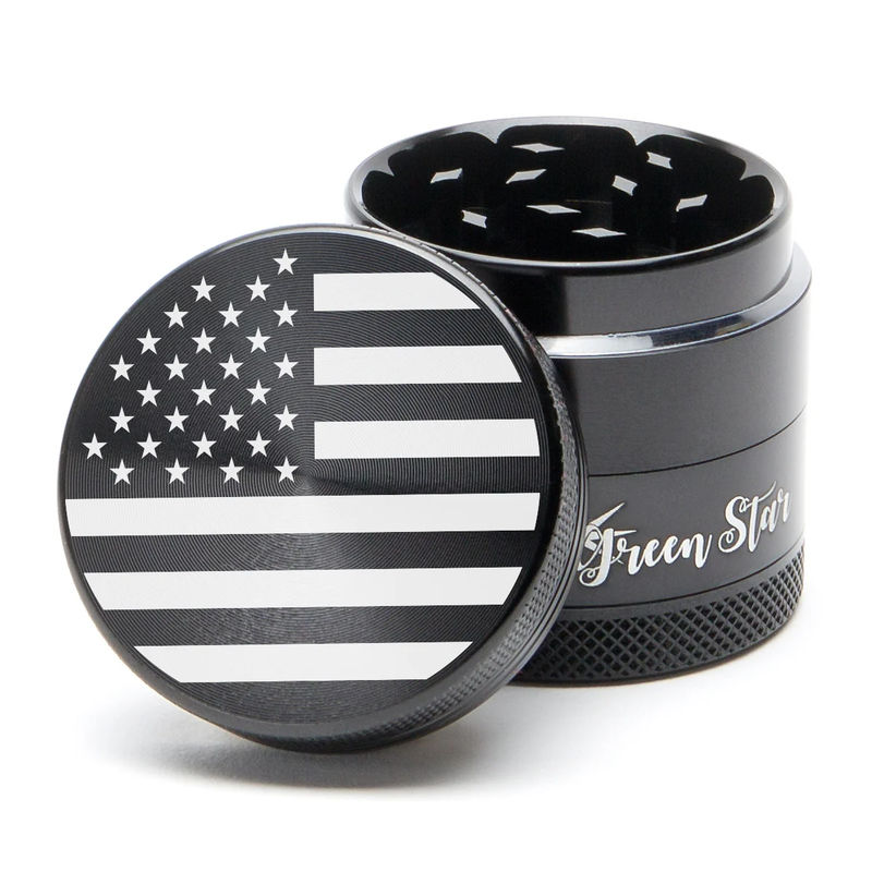 Green Star Novelty Medium 4-Piece Grinder - Style:American Flag - Color:Black