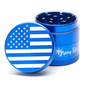 Green Star Novelty Medium 4-Piece Grinder - Style:American Flag - Color:Blue