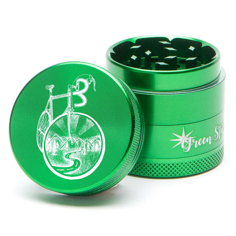Green Star Novelty Medium 4-Piece Grinder - Style:Bicycle - Color:Green