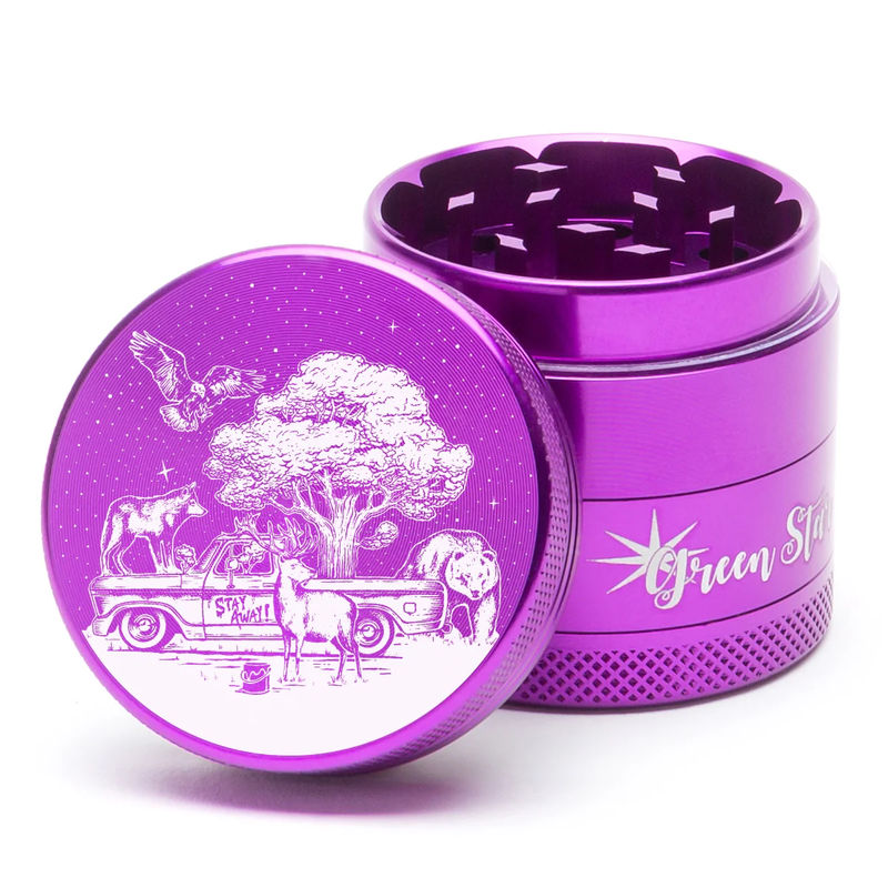 Green Star Novelty Medium 4-Piece Grinder - Style:Truck - Color:Purple