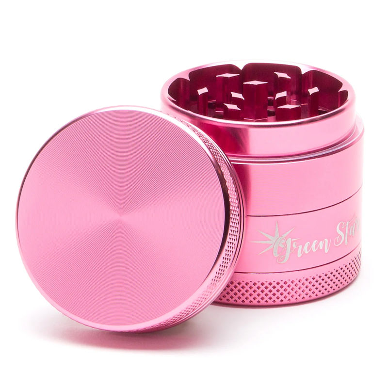 Green Star Novelty Medium 4-Piece Grinder - Style:Blank - Color:Pink
