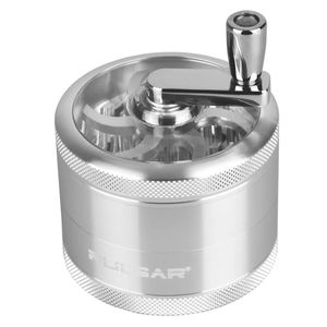 Pulsar 2.5" Crank Top 4-Piece Grinder - Color:Silver