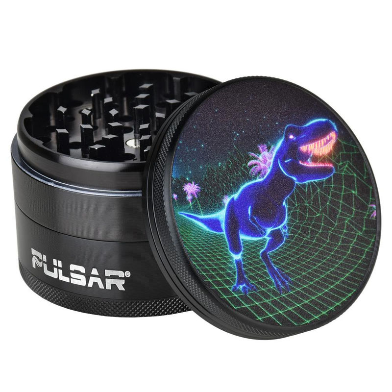 Pulsar 2.5” Metal 4-Piece Grinder - Multiple Designs! - Design:80's T-Rex