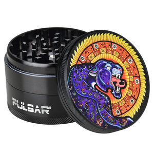 Pulsar 2.5” Metal 4-Piece Grinder - Multiple Designs! - Design:Psychedelic Jaguar
