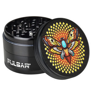 Pulsar 2.5” Metal 4-Piece Grinder - Multiple Designs! - Design:Psychedelic Moth