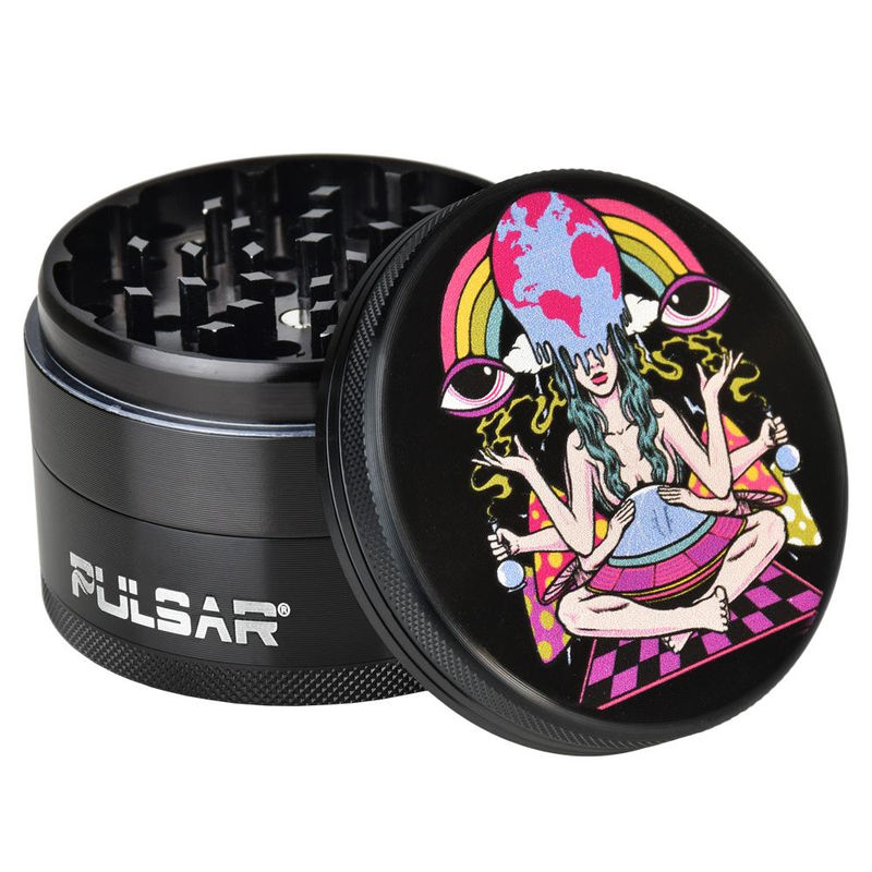 Pulsar 2.5” Metal 4-Piece Grinder - Multiple Designs! - Design:Meditation
