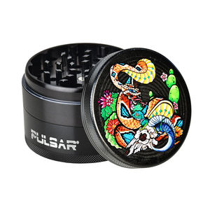 Pulsar 2.5” Metal 4-Piece Grinder - Multiple Designs! - Design:Psychedelic Snake