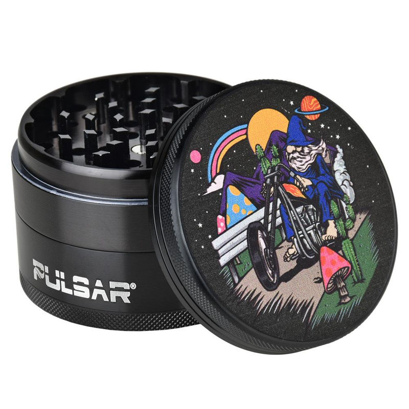 Pulsar 2.5” Metal 4-Piece Grinder - Multiple Designs! - Design:Trippy Trip