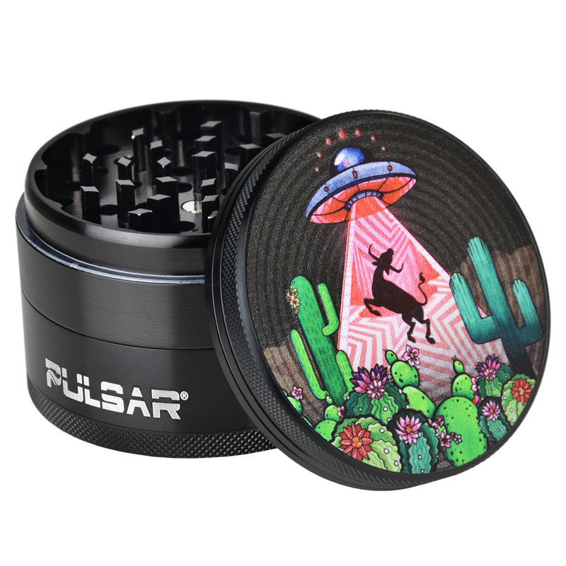 Pulsar 2.5” Metal 4-Piece Grinder - Multiple Designs! - Design:Psychedelic Abduction