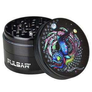 Pulsar 2.5” Metal 4-Piece Grinder - Multiple Designs! - Design:Psychedelic Dragonfish