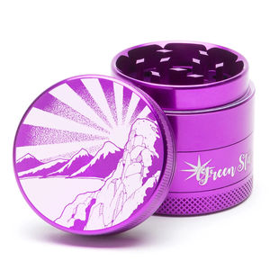 Green Star Scenic Medium 4-Piece Grinder - Style:Rising Sun Mountain - Color:Purple