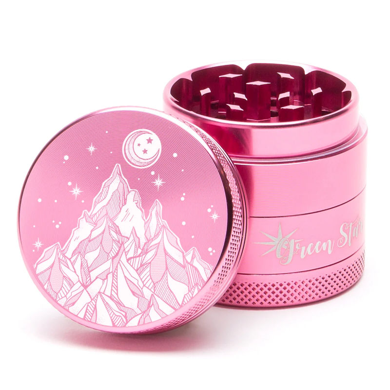 Green Star Scenic Medium 4-Piece Grinder - Style:Starry Night - Color:Pink