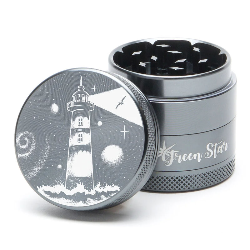 Green Star Scenic Medium 4-Piece Grinder - Style:Lighthouse - Color:Grey