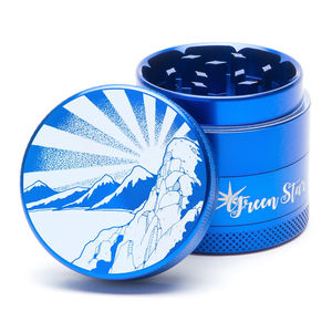 Green Star Scenic Medium 4-Piece Grinder - Style:Rising Sun Mountain - Color:Blue