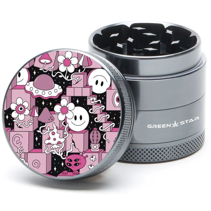 Green Star Scenic Medium 4-Piece Grinder - Style:Block Trip - Color:Grey