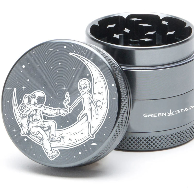 Green Star Scenic Medium 4-Piece Grinder - Style:Best Buds Universe - Color:Grey