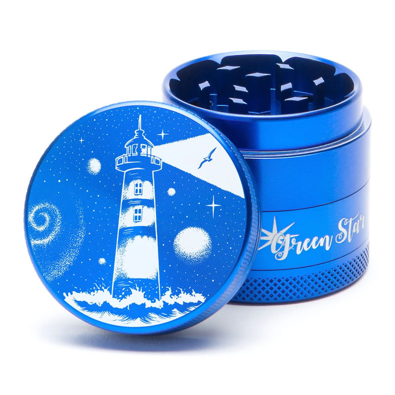 Green Star Scenic Medium 4-Piece Grinder - Style:Lighthouse - Color:Blue