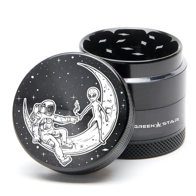 Green Star Scenic Medium 4-Piece Grinder - Style:Best Buds Universe - Color:Black