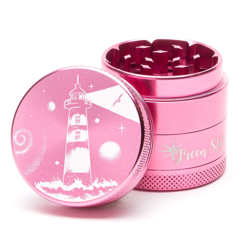 Green Star Scenic Medium 4-Piece Grinder - Style:Lighthouse - Color:Pink