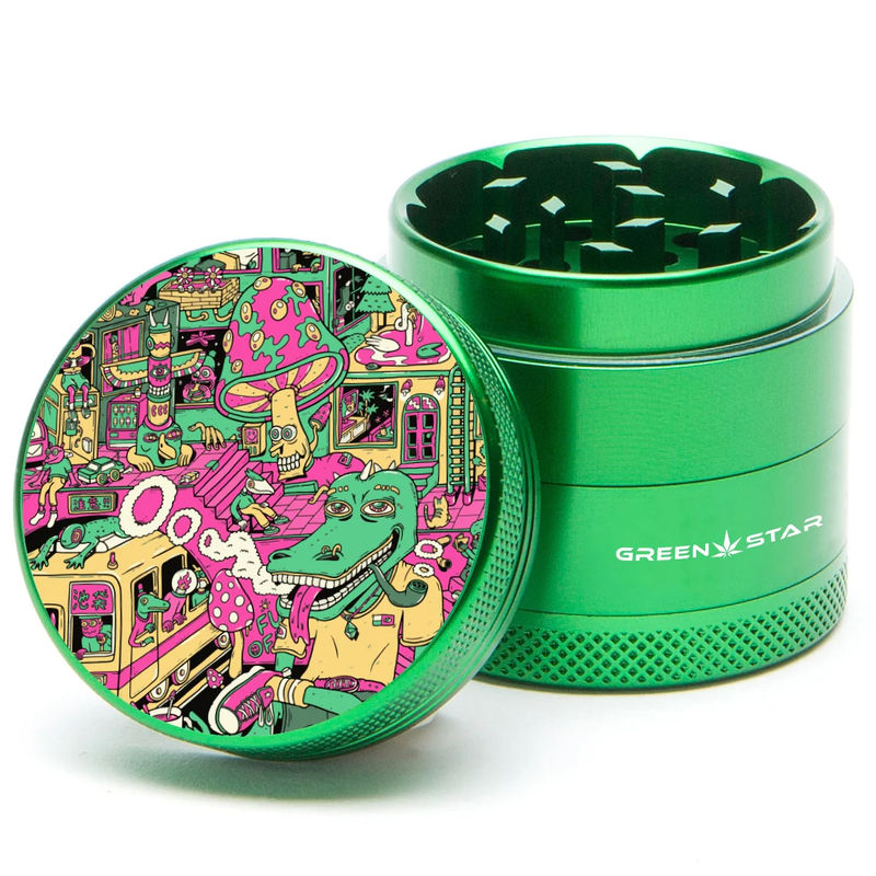 Green Star Scenic Medium 4-Piece Grinder - Style:Chilled Out - Color:Green