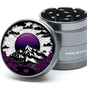 Green Star Scenic Medium 4-Piece Grinder - Style:Purple Mountain Mandala - Color:Grey