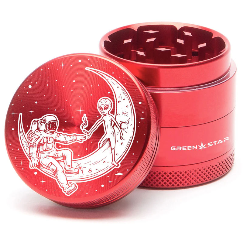 Green Star Scenic Medium 4-Piece Grinder - Style:Best Buds Universe - Color:Red
