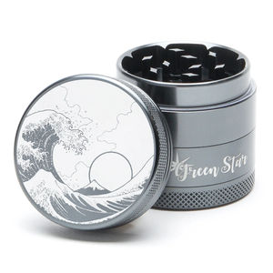 Green Star Scenic Medium 4-Piece Grinder - Style:Wave - Color:Grey