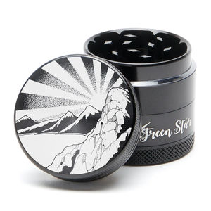 Green Star Scenic Medium 4-Piece Grinder - Style:Rising Sun Mountain - Color:Black