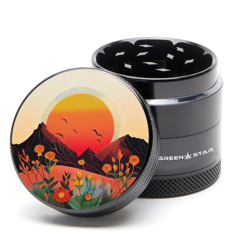 Green Star Scenic Medium 4-Piece Grinder - Style:Spring Sunset - Color:Black