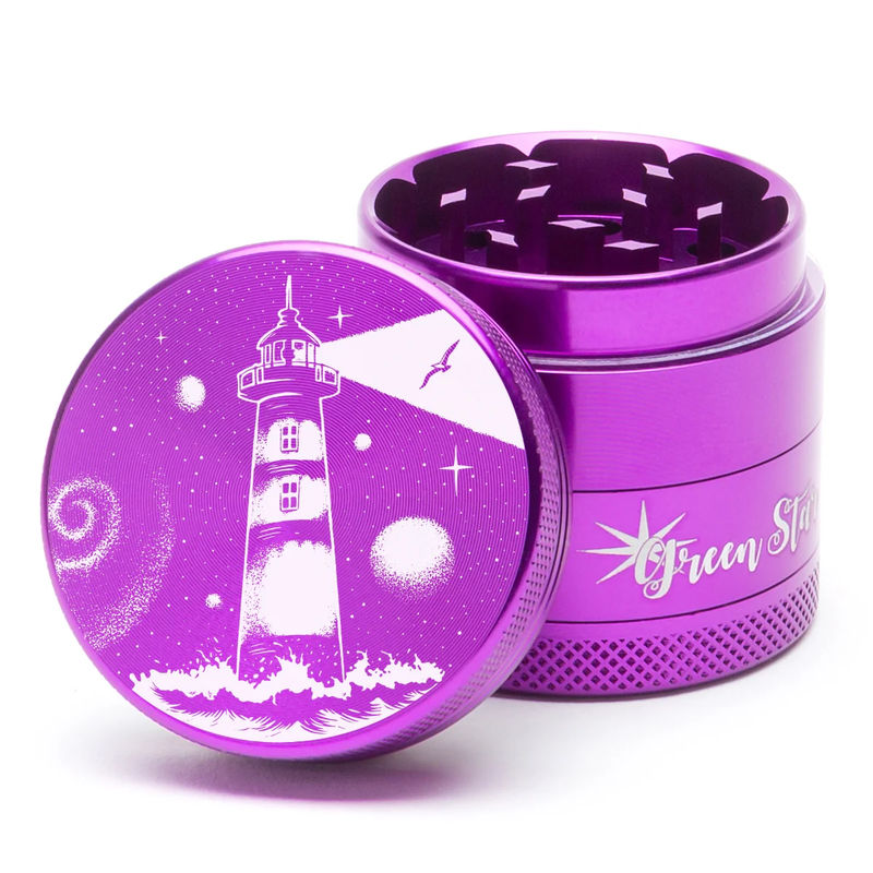 Green Star Scenic Medium 4-Piece Grinder - Style:Lighthouse - Color:Purple