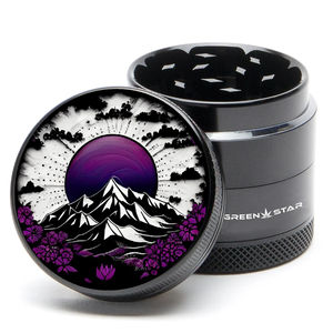 Green Star Scenic Medium 4-Piece Grinder - Style:Purple Mountain Mandala - Color:Black