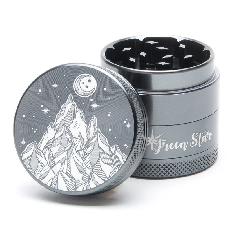 Green Star Scenic Medium 4-Piece Grinder - Style:Starry Night - Color:Grey