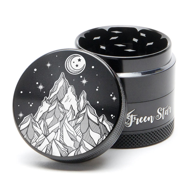 Green Star Scenic Medium 4-Piece Grinder - Style:Starry Night - Color:Black