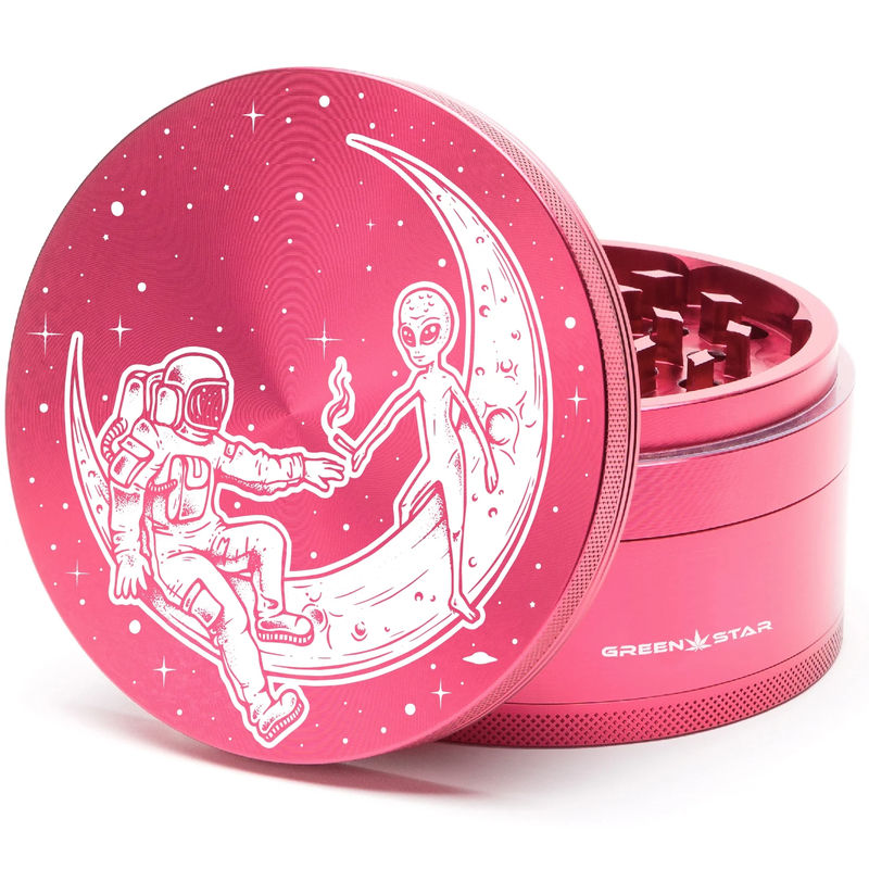 Green Star Scenic Large 4-Piece Grinder - Style:Best Buds Universe - Color:Red