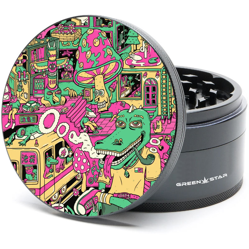 Green Star Scenic Large 4-Piece Grinder - Style:Chilled Out - Color:Black