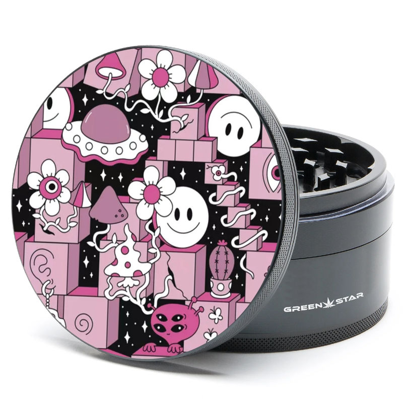 Green Star Scenic Large 4-Piece Grinder - Style:Block Trip - Color:Black