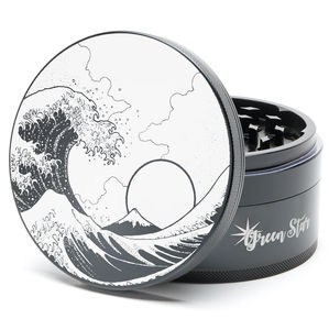 Green Star Scenic Large 4-Piece Grinder - Style:Wave - Color:Black