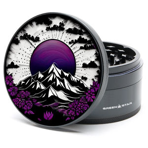 Green Star Scenic Large 4-Piece Grinder - Style:Purple Mountain Mandala - Color:Black