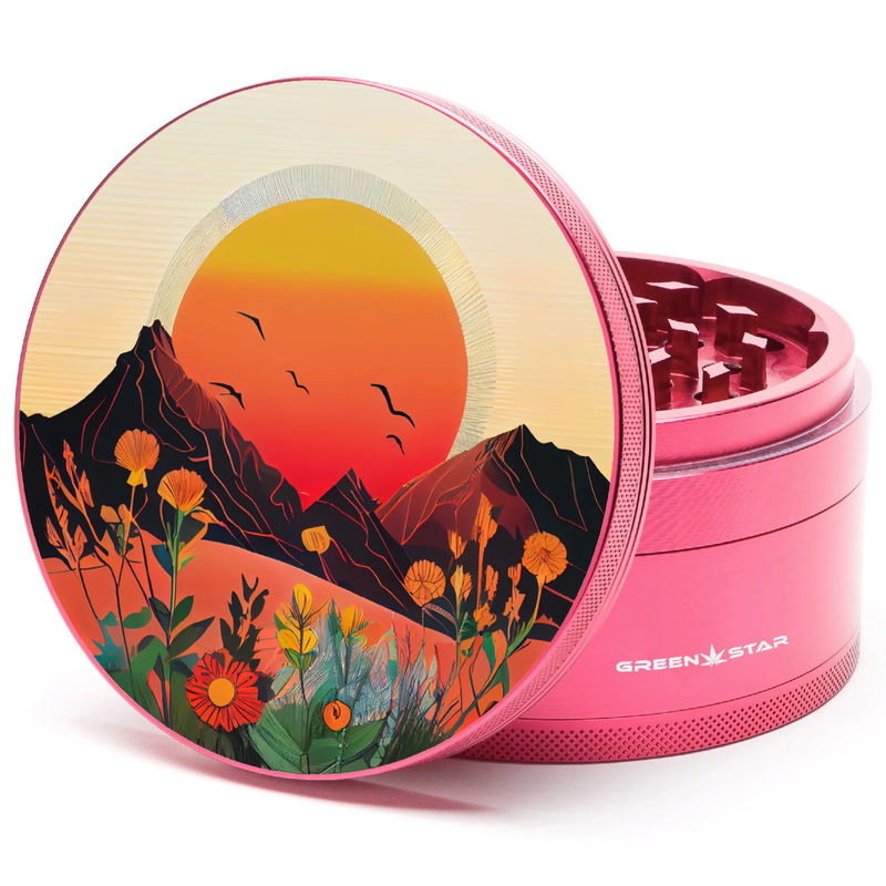 Green Star Scenic Large 4-Piece Grinder - Style:Spring Sunset - Color:Red