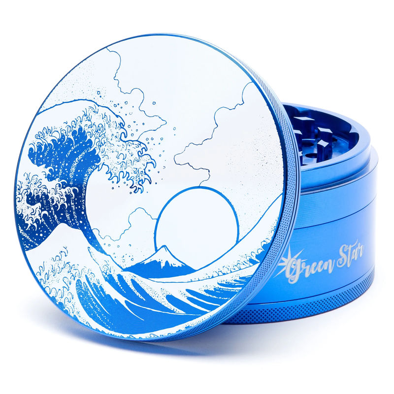 Green Star Scenic Large 4-Piece Grinder - Style:Wave - Color:Blue