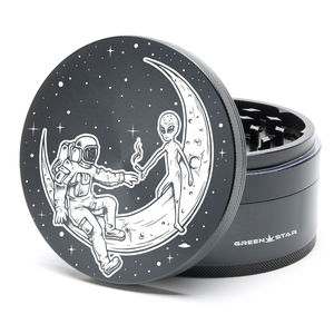 Green Star Scenic Large 4-Piece Grinder - Style:Best Buds Universe - Color:Black