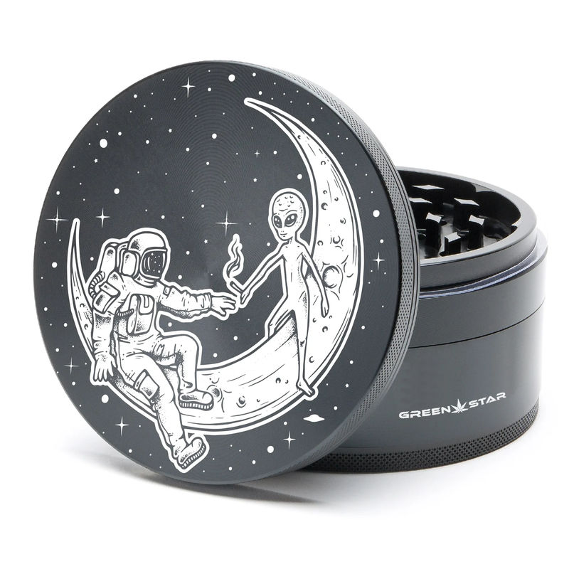 Green Star Scenic Large 4-Piece Grinder - Style:Best Buds Universe - Color:Black